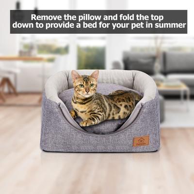 Show full view: Ownpets 3-in-1 Foldable Cat Cave Bed, Grey slide 9 of 10