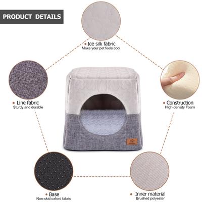 Show full view: Ownpets 3-in-1 Foldable Cat Cave Bed, Grey slide 6 of 10
