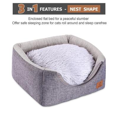 Show full view: Ownpets 3-in-1 Foldable Cat Cave Bed, Grey slide 4 of 10