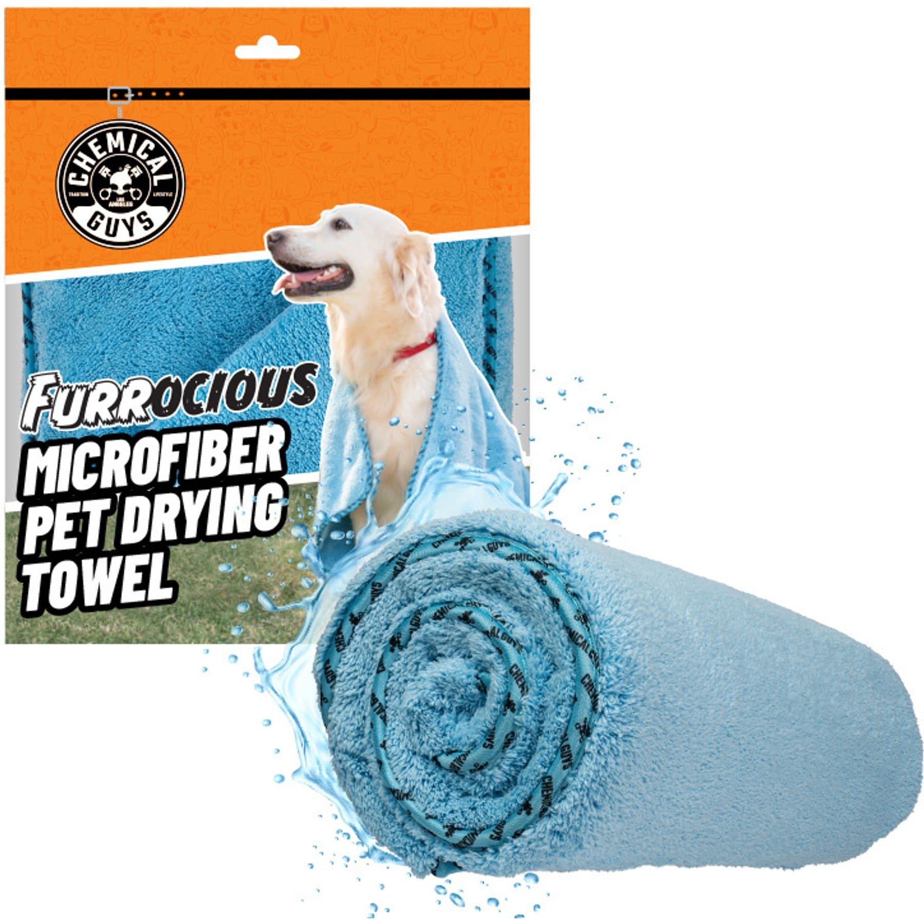 Chemical Guys Furrocious plush microfiber pet towel in blue