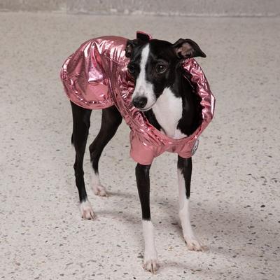 Show full view: Pebot Alita Hooded Dog & Cat Lightweight Waterproof Rain Jacket, Pink Metallic, Size 20 slide 5 of 8