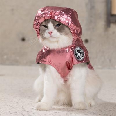 Show full view: Pebot Alita Hooded Dog & Cat Lightweight Waterproof Rain Jacket, Pink Metallic, Size 20 slide 3 of 8