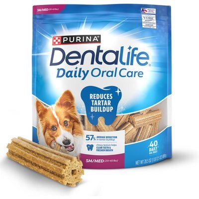 DentaLife DentaLife Daily Oral Care Chicken Flavor Small/Medium Adult Dental Dog Treats, 40 count pouch