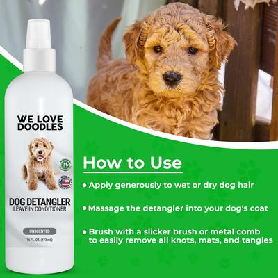 Show full view: We Love Doodles Hypoallergenic Unscented Dog Detangler Spray, 16-fl oz bottle slide 4 of 7