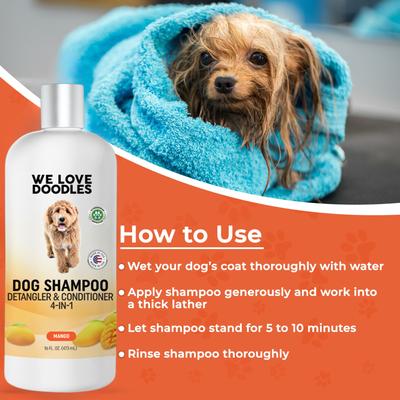 Show full view: We Love Doodles 4-in-1 Dog Shampoo, Mango Scent, 16-fl oz bottle slide 2 of 8