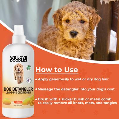 Show full view: We Love Doodles Dog Detangler Spray, Mango Scent, 16-fl oz bottle slide 4 of 7