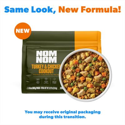 Show full view: Nom Nom Freshly-Made Frozen Turkey & Chicken Cookout Dog Food, 14-oz pouch, case of 7 slide 3 of 11