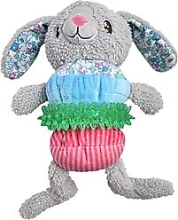 Happy Tails Ring Rascal Rabbit Dog Toy, Grey, 12-in