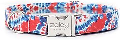 Zaley Designs Tie-Dye Cotton Dog Collar, Red, White & Blue, X-Small: 8 to 12-in neck, 5/8-in wide