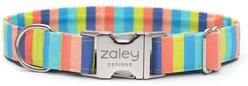 Zaley Designs Pacific Summer Stripe Cotton Dog Collar, Medium: 13 to 20-in neck, 1-in wide