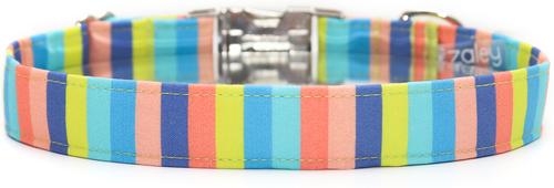 Show full view: Zaley Designs Pacific Summer Stripe Cotton Dog Collar, X-Small: 8 to 12-in neck, 5/8-in wide slide 2 of 5