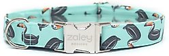 Zaley Designs Mint Toucans Summer Cotton Dog Collar, Large: 15 to 25-in neck, 1-in wide