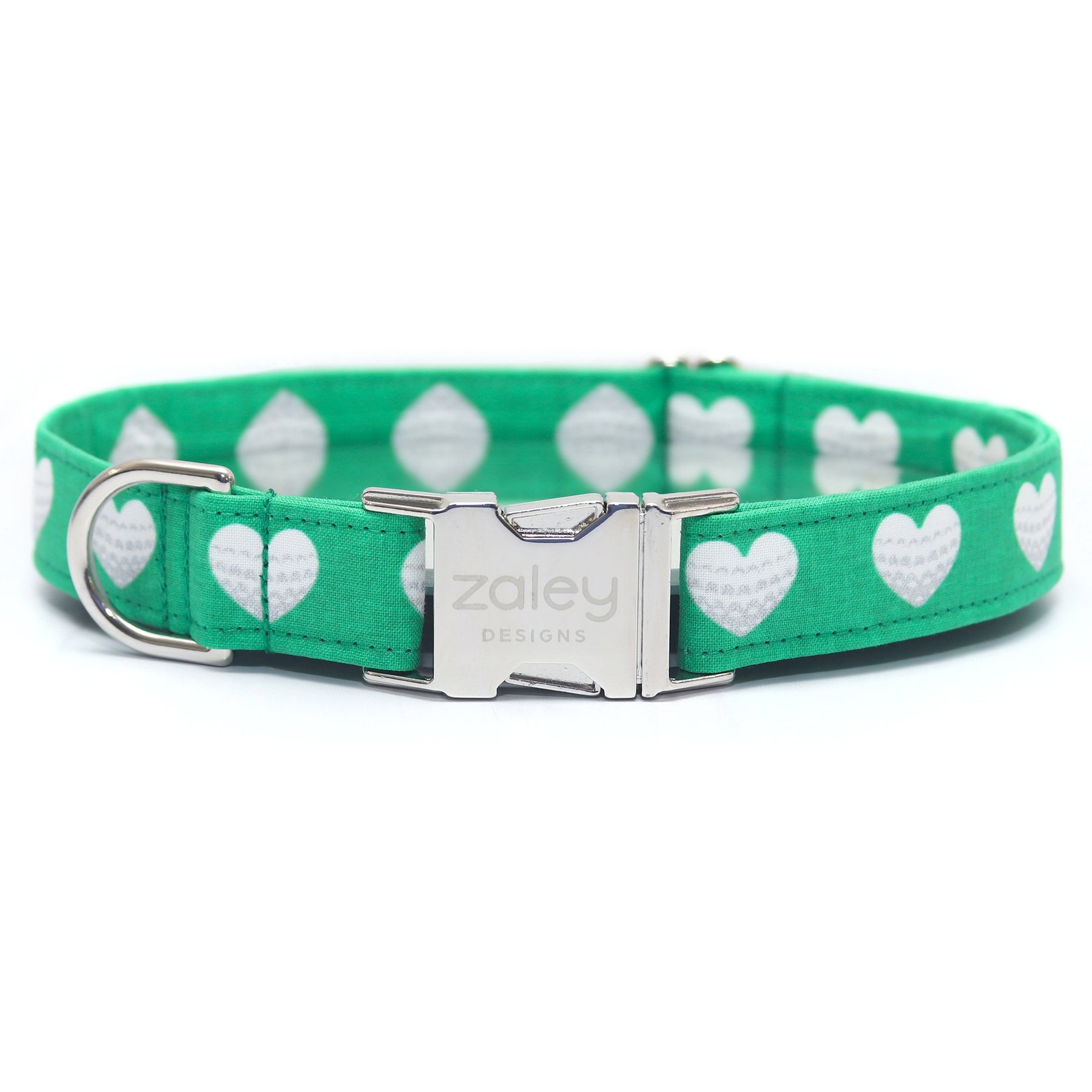 Zaley Designs Golf Hearts Cotton Dog Collar, Medium: 13 to 20-in neck, 1-in wide