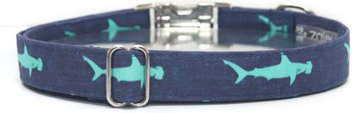 Show full view: Zaley Designs Hammerhead Sharks Cotton Dog Collar, X-Small: 8 to 12-in neck, 5/8-in wide slide 2 of 4