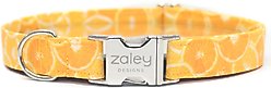 Zaley Designs Oranges Fruit Cotton Dog Collar, Small: 10 to 14-in neck, 3/4-in wide