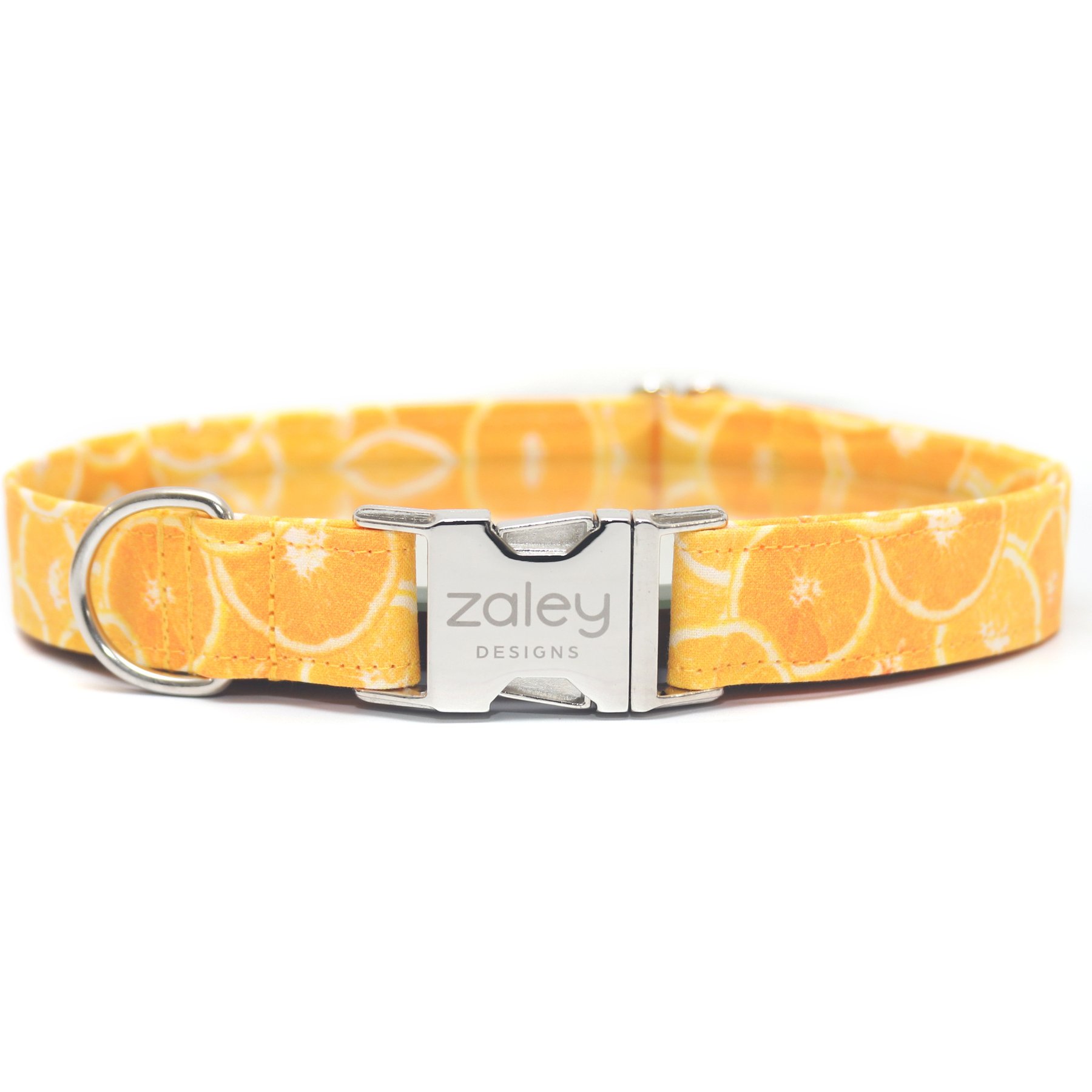 Zaley Designs Oranges Fruit Cotton Dog Collar, Large: 15 to 25-in neck, 1-in wide