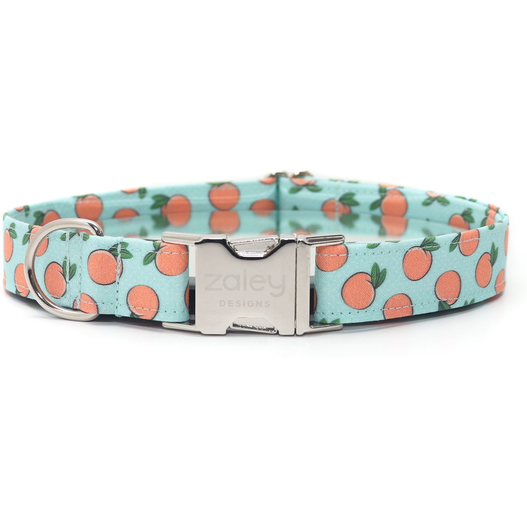 Zaley Designs Mint Peaches Cotton Dog Collar, Large: 15 to 25-in neck, 1-in wide