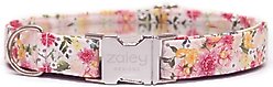 Zaley Designs Pink Floral Cotton Dog Collar, Large: 15 to 25-in neck, 1-in wide
