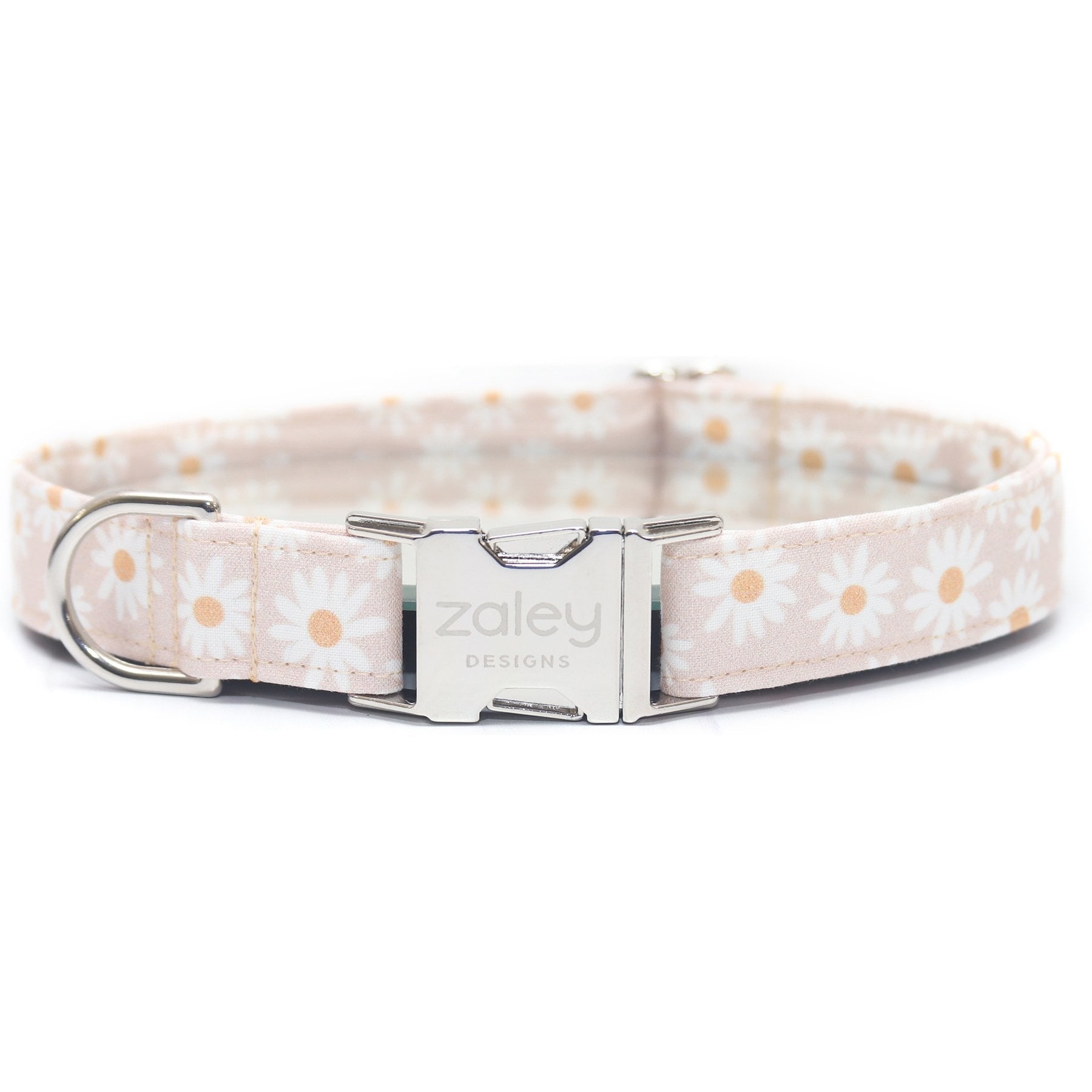 Zaley Designs Daisies Floral Cotton Dog Collar, Beige, Medium: 13 to 20-in neck, 1-in wide