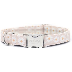 Zaley Designs Daisies Floral Cotton Dog Collar, Beige, Medium: 13 to 20-in neck, 1-in wide