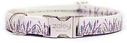 Zaley Designs Lavender Purple Floral Cotton Dog Collar, Medium: 13 to 20-in neck, 1-in wide