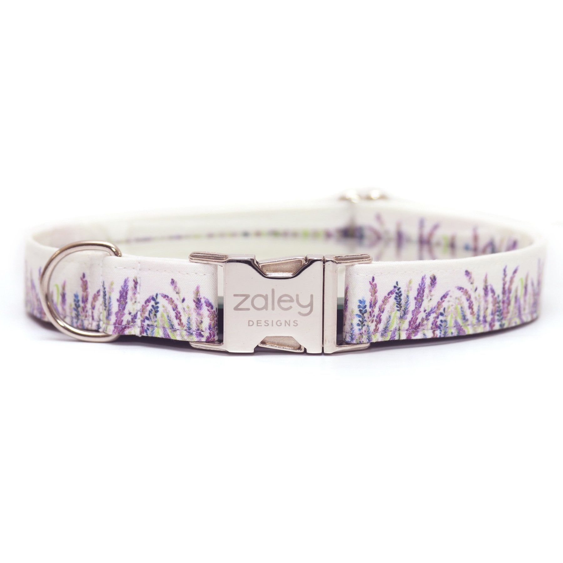 Zaley Designs Lavender Purple Floral Cotton Dog Collar, Small: 10 to 14-in neck, 3/4-in wide