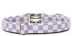 Zaley Designs Checkered Cotton Dog Collar, Purple & White, Large: 15 to 25-in neck, 1-in wide slide 2 of 3