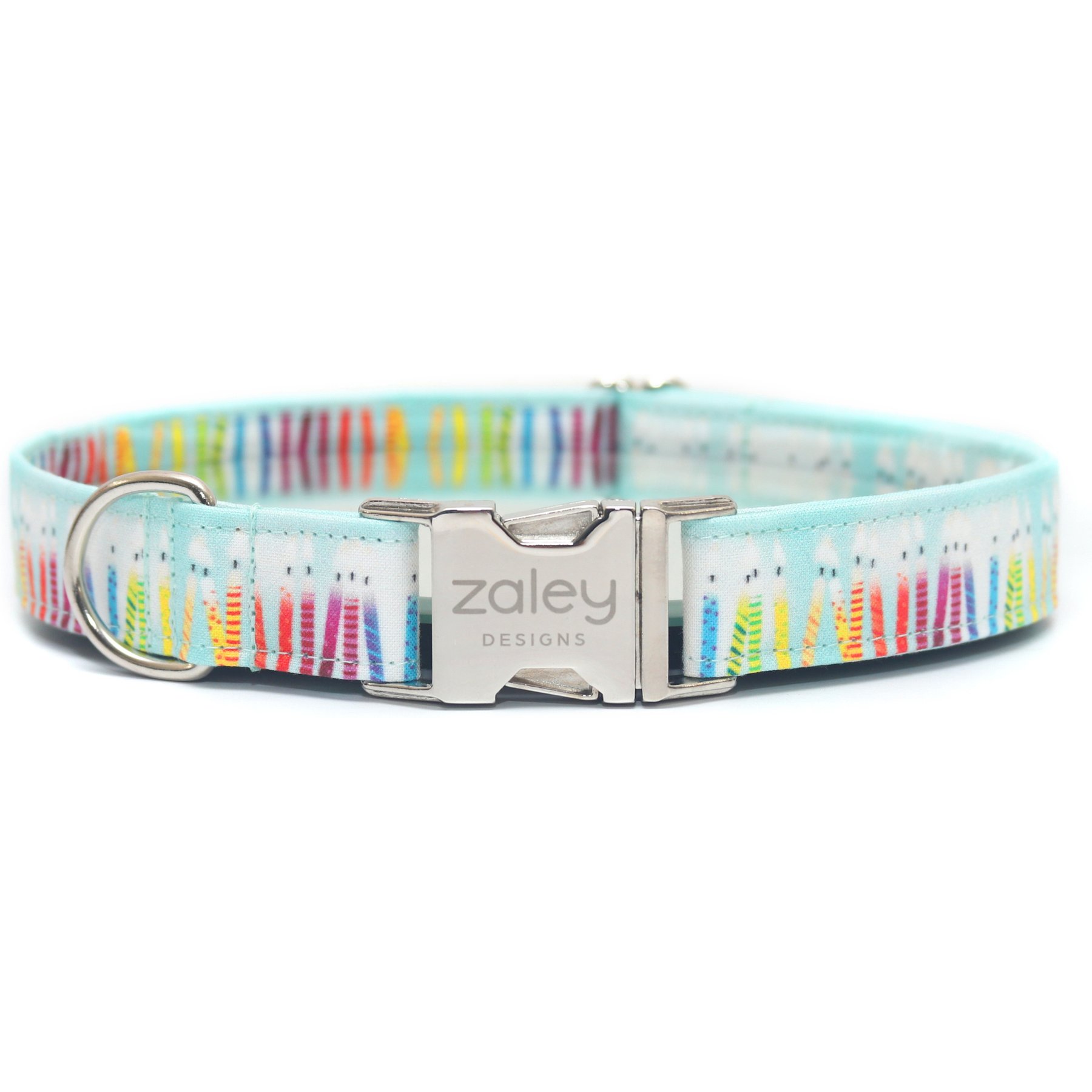 Zaley Designs Colorful Birthday Cotton Dog Collar, Medium: 13 to 20-in neck, 1-in wide