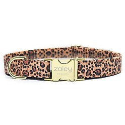 Zaley Designs Paw Print Leopard Cotton Dog Collar, X-Small: 8 to 12-in neck, 5/8-in wide slide 1 of 4