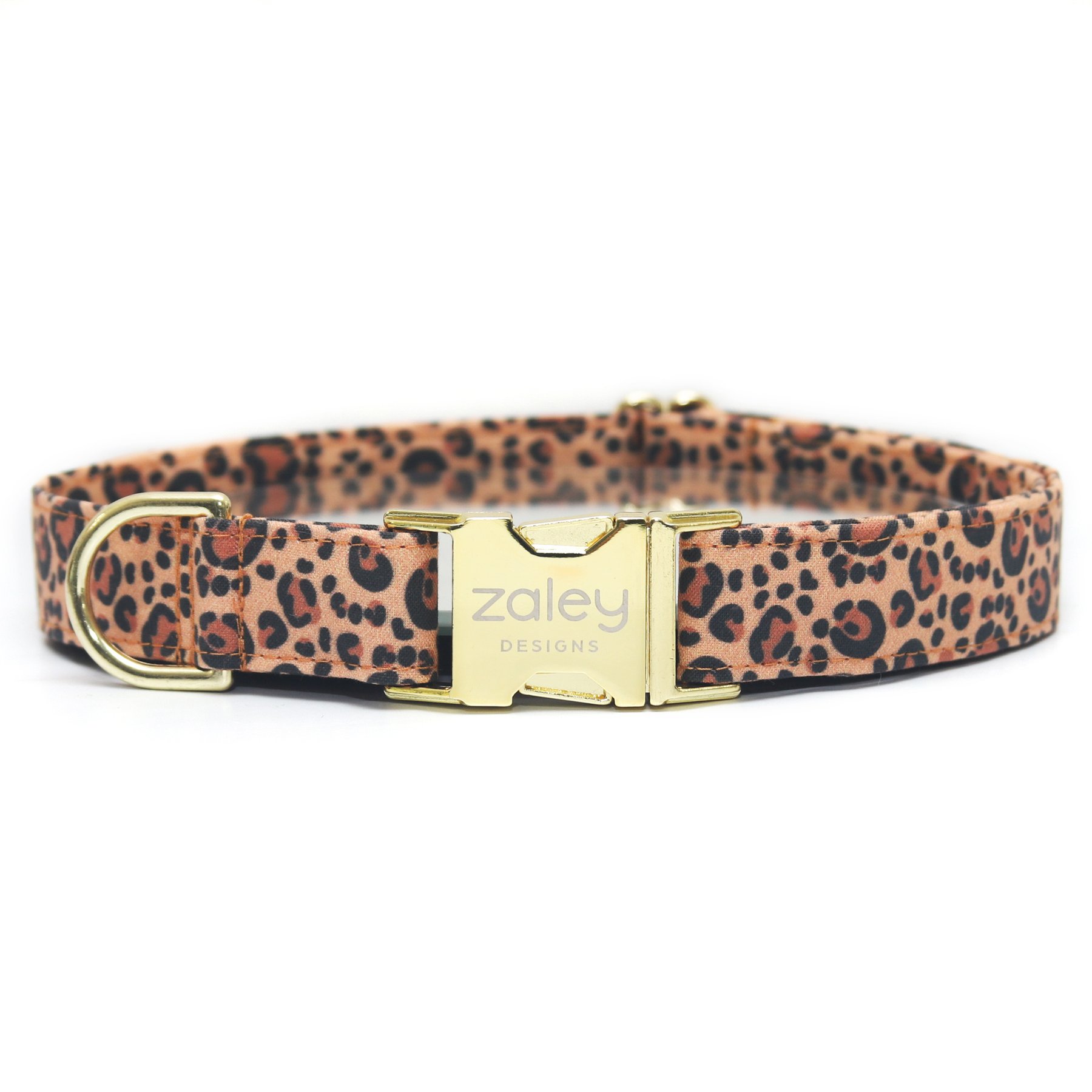 Zaley Designs Paw Print Leopard Cotton Dog Collar, Medium: 13 to 20-in neck, 1-in wide