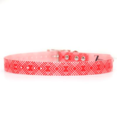 Show full view: Zaley Designs Trim to Size Geometric Dog Collar, Red & White, Large: 15 to 25-in neck, 1-in wide slide 2 of 5
