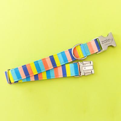 Show full view: Zaley Designs Pacific Summer Stripe Cotton Dog Collar, X-Small: 8 to 12-in neck, 5/8-in wide slide 4 of 5