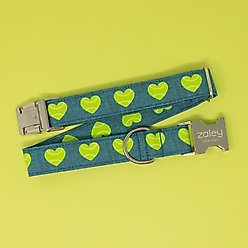 Zaley Designs Tennis Ball Hearts Cotton Dog Collar, Small: 10 to 14-in neck, 3/4-in wide slide 2 of 5