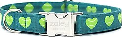 Zaley Designs Tennis Ball Hearts Cotton Dog Collar, Medium: 13 to 20-in neck, 1-in wide