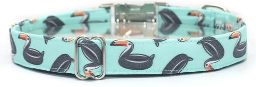Show full view: Zaley Designs Mint Toucans Summer Cotton Dog Collar, Large: 15 to 25-in neck, 1-in wide slide 2 of 5
