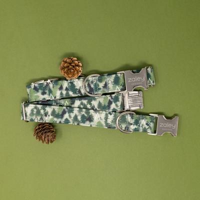 Show full view: Zaley Designs Forest Trees Cotton Dog Collar, X-Small: 8 to 12-in neck, 5/8-in wide slide 3 of 4