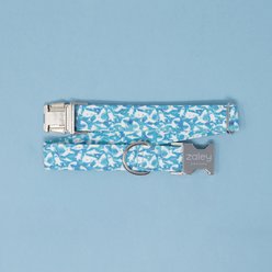 Zaley Designs Sharks Cotton Dog Collar, Blue, Small: 10 to 14-in neck, 3/4-in wide slide 2 of 4