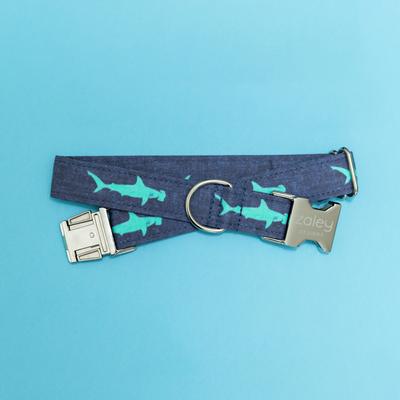 Show full view: Zaley Designs Hammerhead Sharks Cotton Dog Collar, X-Small: 8 to 12-in neck, 5/8-in wide slide 3 of 4