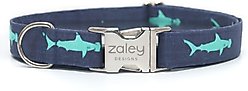 Zaley Designs Hammerhead Sharks Cotton Dog Collar, Large: 15 to 25-in neck, 1-in wide