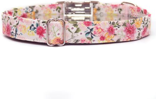 Show full view: Zaley Designs Pink Floral Cotton Dog Collar, X-Small: 8 to 12-in neck, 5/8-in wide slide 2 of 4
