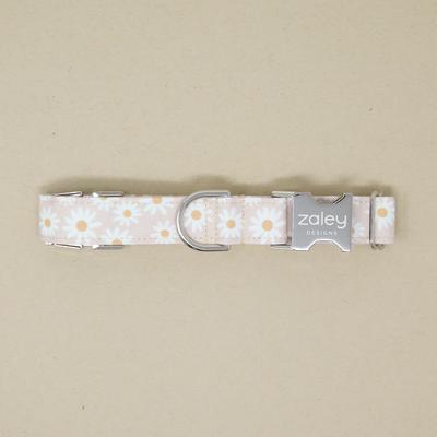 Show full view: Zaley Designs Daisies Floral Cotton Dog Collar, Beige, X-Small: 8 to 12-in neck, 5/8-in wide slide 4 of 5