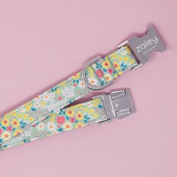 Zaley Designs Garden Floral Cotton Dog Collar, Small: 10 to 14-in neck, 3/4-in wide slide 2 of 4