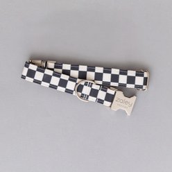 Zaley Designs Checkered Cotton Dog Collar, Black & White, X-Small: 8 to 12-in neck, 5/8-in wide slide 2 of 5