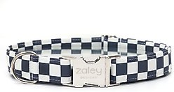 Zaley Designs Checkered Cotton Dog Collar, Black & White, Small: 10 to 14-in neck, 3/4-in wide