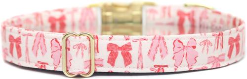 Show full view: Zaley Designs Pink Bows Cotton Dog Collar, Small: 10 to 14-in neck, 3/4-in wide slide 2 of 5