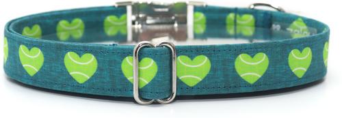 Show full view: Zaley Designs Tennis Ball Hearts Cotton Dog Collar, Large: 15 to 25-in neck, 1-in wide slide 2 of 5
