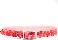 Zaley Designs Trim to Size Geometric Dog Collar, Red & White, Large: 15 to 25-in neck, 1-in wide