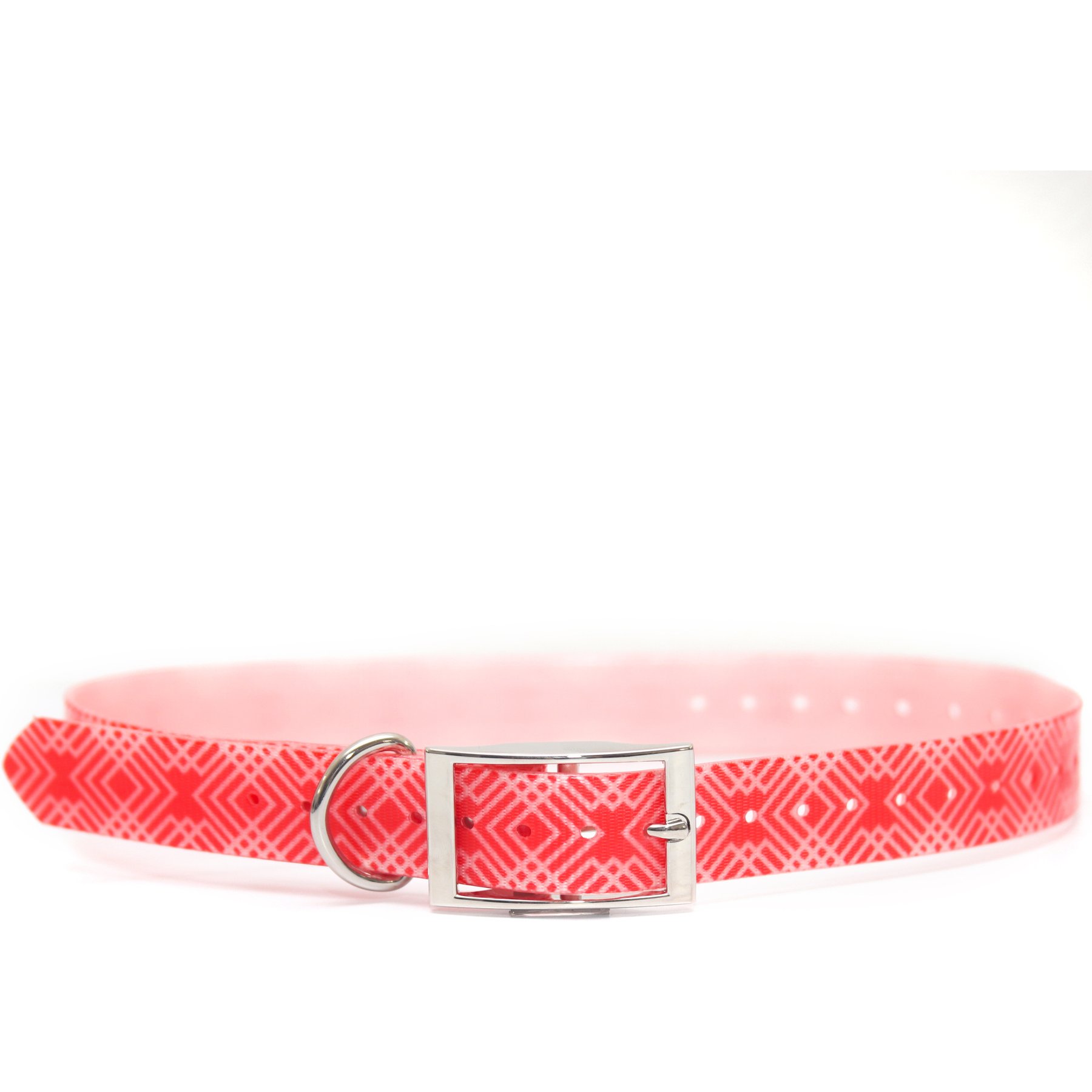 Zaley Designs Trim to Size Geometric Dog Collar, Red & White, Large: 15 to 25-in neck, 1-in wide