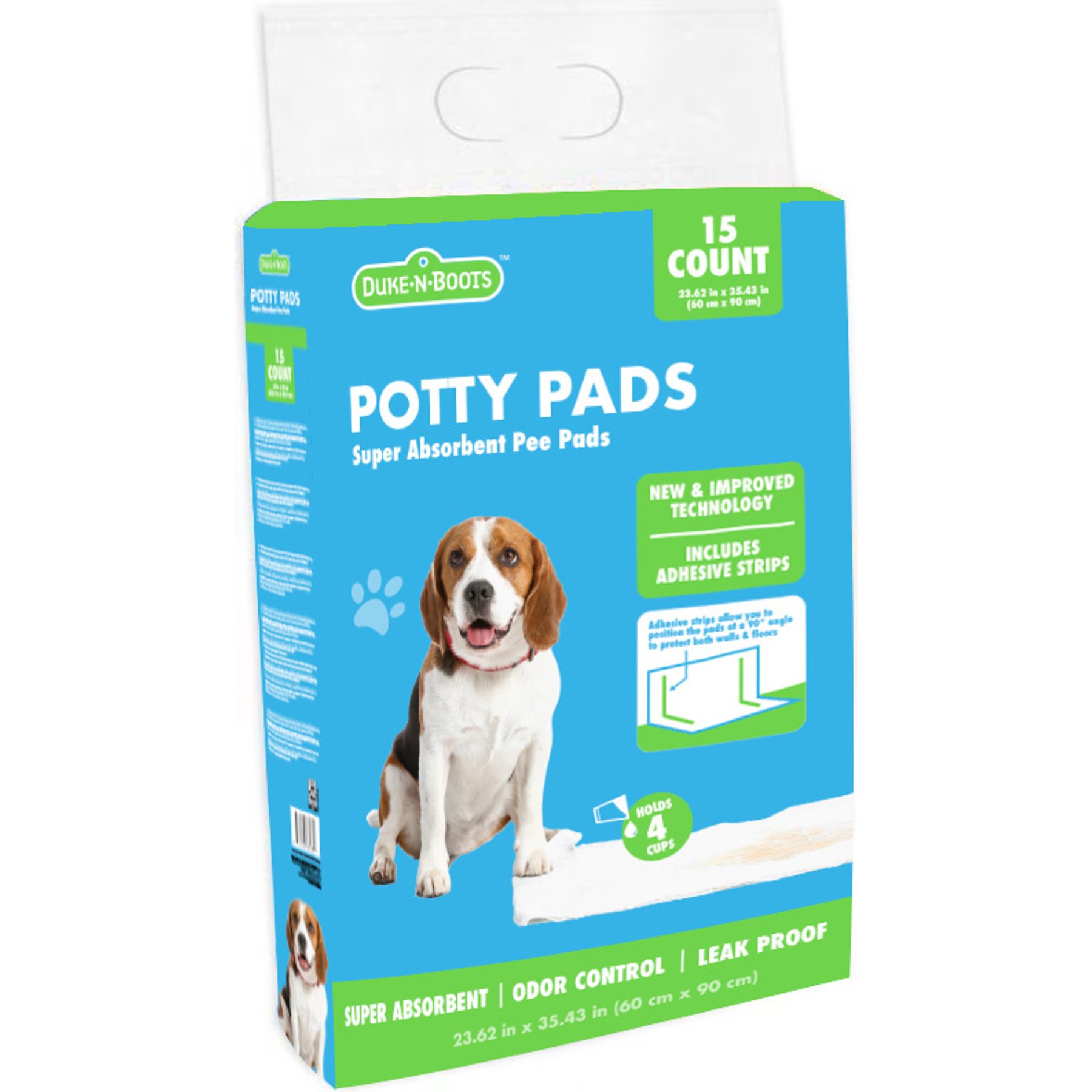 Duke-N-Boots Dog Pee Pads with Adhesive Backing, Medium, 15 count