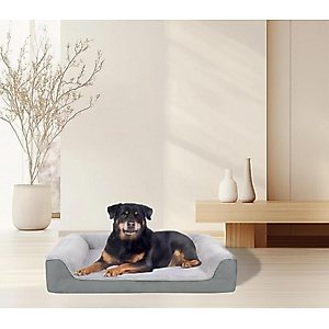 LFC PETS Waterproof Orthopedic Bolster Dog & Cat Bed with Removable Cover, Grey, X-Large